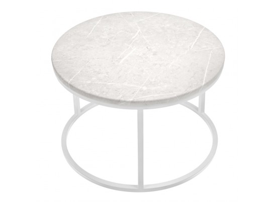 Набор кофейных столиков Tango бежевый мрамор с белыми ножками, 2шт в Набережных Челнах