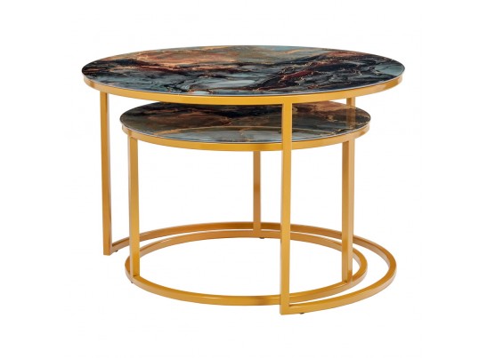 Набор кофейных столиков Tango космический с ножками матовое золото, 2шт в Набережных Челнах