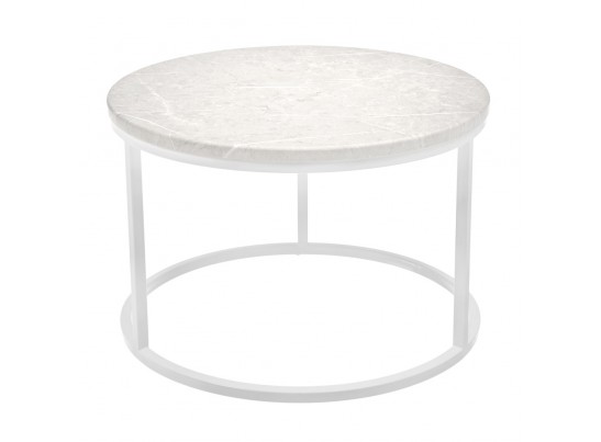 Набор кофейных столиков Tango бежевый мрамор с белыми ножками, 2шт в Набережных Челнах