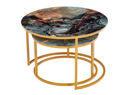 Набор кофейных столиков Tango космический с ножками матовое золото, 2шт в Набережных Челнах