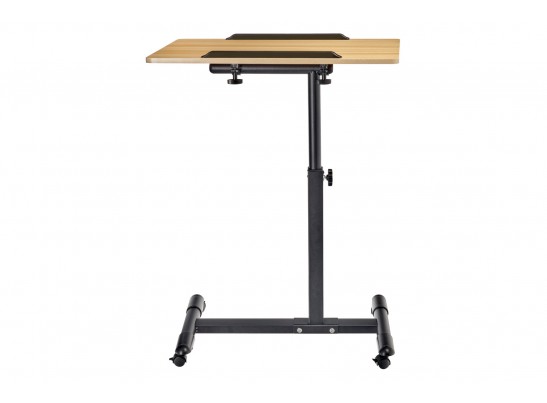 Стол многофункциональный на колёсах, 60x40 см, «РОЛЛИНГ»1 ножка, регул.высота, наклон столешницы, ограничит., мдф, металл, св.дерево, черный в Набережных Челнах