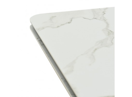 Стол Arthur раскладной 120-184x80x75см, керамогранит белый мрамор Greys White, чёрный в Набережных Челнах