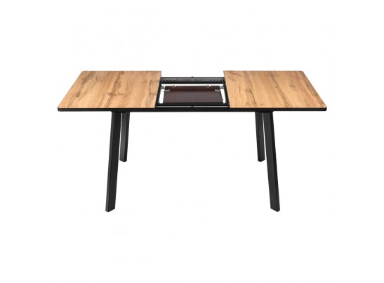 Стол Dublin раскладной 120-160х80х75 Дуб Вотан с чёрными ножками в Набережных Челнах