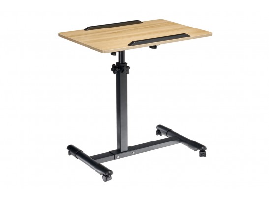 Стол многофункциональный на колёсах, 60x40 см, «РОЛЛИНГ»1 ножка, регул.высота, наклон столешницы, ограничит., мдф, металл, св.дерево, черный в Набережных Челнах
