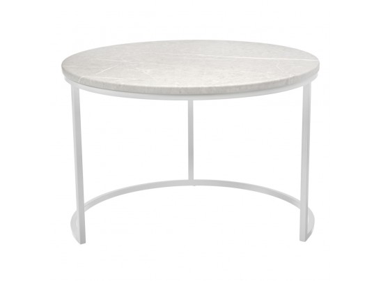 Набор кофейных столиков Tango бежевый мрамор с белыми ножками, 2шт в Набережных Челнах