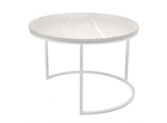 Набор кофейных столиков Tango бежевый мрамор с белыми ножками, 2шт в Набережных Челнах