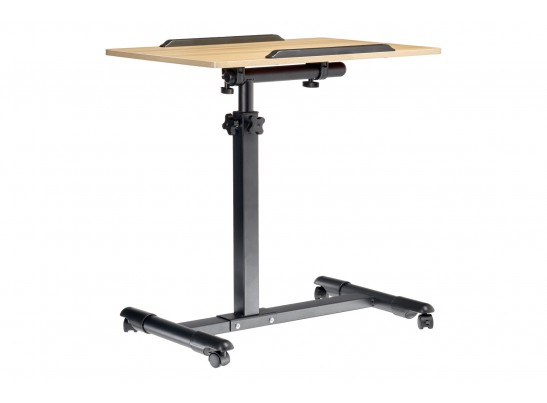 Стол многофункциональный на колёсах, 60x40 см, «РОЛЛИНГ»1 ножка, регул.высота, наклон столешницы, ограничит., мдф, металл, св.дерево, черный в Набережных Челнах