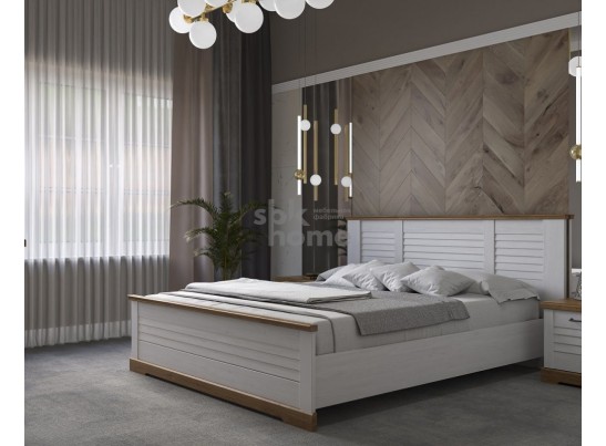 Кровать 1600, Кантри (1880*2095*1008) Сосна Андерсен, Орех Риббек натуральный, 11504 в Набережных Челнах