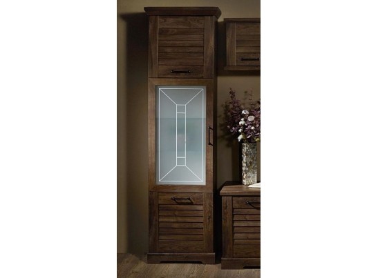 Пенал со стеклом высокий, Кантри (592*410*2104) Орех Риббек темный, 30801 в Набережных Челнах