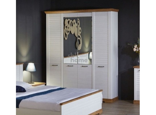 Шкаф 4-х дверный, Кантри (1860*558*2300) Сосна Андерсен, Орех Риббек натуральный, 11508 в Набережных Челнах