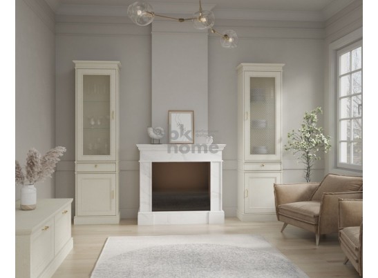 Пенал со стеклом, Сиена (595*406*2100) Береза бежевая, 31802 в Набережных Челнах