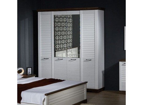 Шкаф 4-х дверный, Кантри (1860*558*2300) Сосна Андрерсен/Орех Риббек темный, 11408 в Набережных Челнах