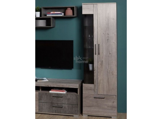 Пенал Д-3п со стеклом правый, Денвер (600*377*2020) Риббек серый, 31306 в Набережных Челнах