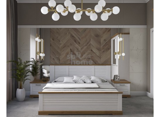 Кровать 1400, Кантри (1680*2095*1008) Сосна Андерсен, Орех Риббек натуральный, 11503 в Набережных Челнах