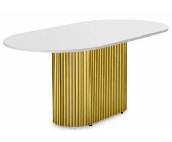 Деревянный стол Барон О 160 х 90 белая пленка шагрень / золотые ноги