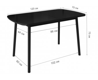 Стеклянный стол Агат черный / черный