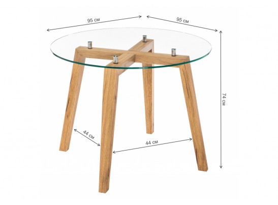 Стеклянный стол Ларс стекло / дуб монтана в Набережных Челнах