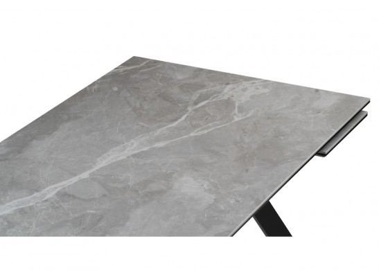 Стол Габбро 120(180)х80х76 серый мрамор / черный в Набережных Челнах