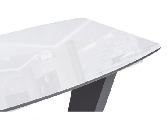 Стол на тумбе Петир 120(160)х80х75 ультра белый / гриджио / камень серый в Набережных Челнах