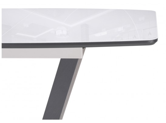 Стол на тумбе Петир 120(160)х80х75 ультра белый / гриджио / камень серый в Набережных Челнах