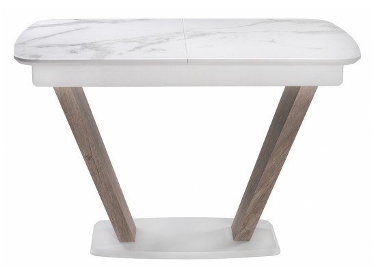 Стол на тумбе Петир 120(160)х80х75 белая шагрень / дуб с пилением в Набережных Челнах