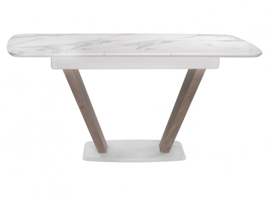 Стол на тумбе Петир 120(160)х80х75 белая шагрень / дуб с пилением в Набережных Челнах