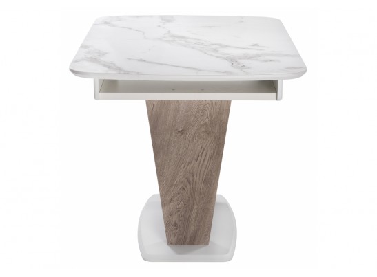 Стол на тумбе Петир 120(160)х80х75 белая шагрень / дуб с пилением в Набережных Челнах