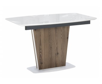 Стол на тумбе Теон 120 лиственница / пластина белая / белый