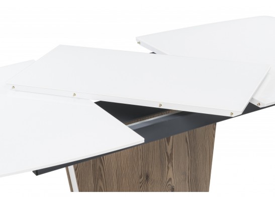 Стол на тумбе Теон 120 лиственница / пластина белая / белый в Набережных Челнах