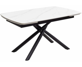 Стол Rivoli matt white marble sintered stone / black