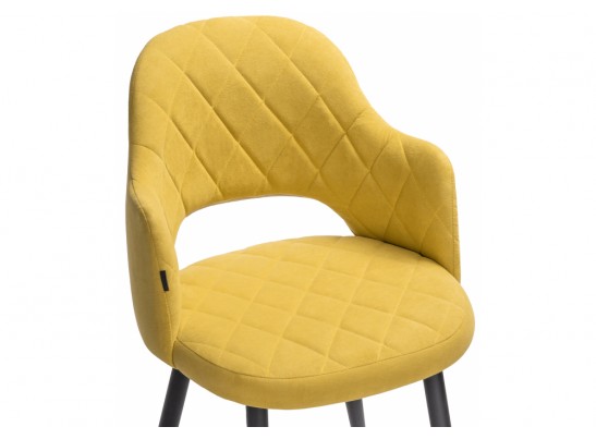 Стул на металлокаркасе Гутрид ромбы спереди горчичный / черный каркас в Набережных Челнах