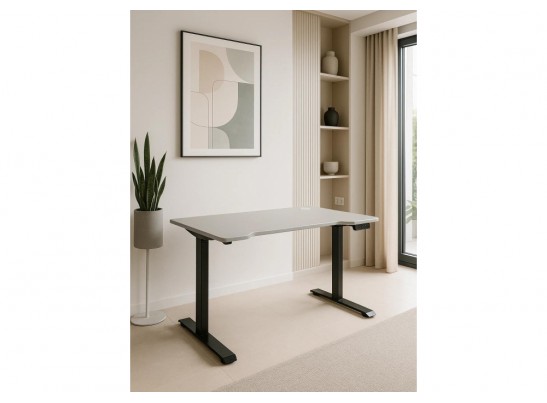 Компьютерный стол Маркос 140х80 светло-серый / черный в Набережных Челнах