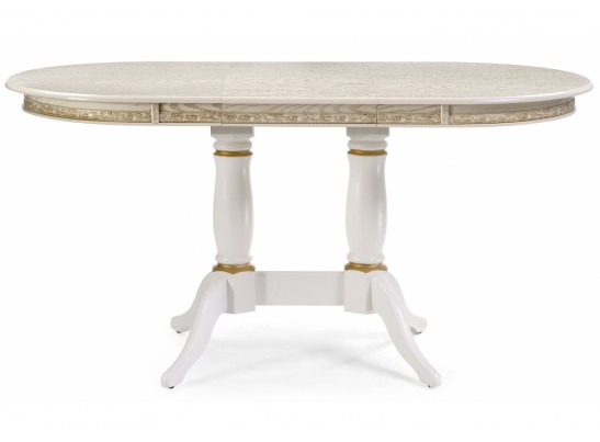 Деревянный стол Кантри 120(160)х80х75 слоновая кость с золотой патиной в Набережных Челнах