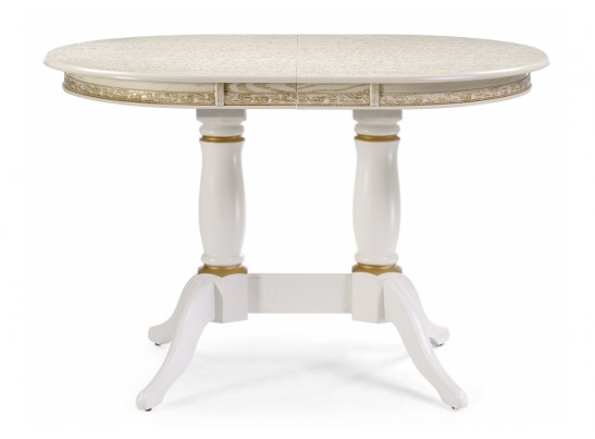 Деревянный стол Кантри 120(160)х80х75 слоновая кость с золотой патиной в Набережных Челнах