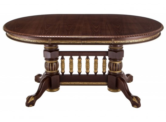 Деревянный стол Кантри 160(200-240)х107х78 орех с золотой патиной в Набережных Челнах