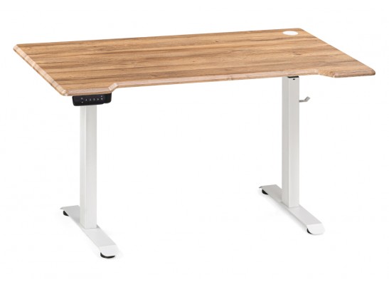 Компьютерный стол Маркос с механизмом подъема 140х80х75 белый / дуб вотан в Набережных Челнах