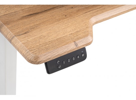 Компьютерный стол Маркос с механизмом подъема 140х80х75 белый / дуб вотан в Набережных Челнах