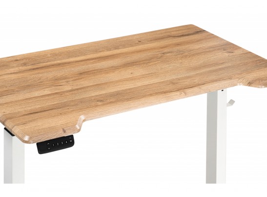 Компьютерный стол Маркос с механизмом подъема 140х80х75 белый / вотан дуб в Набережных Челнах
