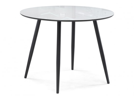 Стеклянный стол Абилин 100(140)х76 ультра белое стекло / черный / черный матовый в Набережных Челнах