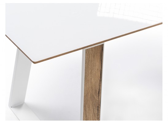 Стеклянный стол Авлида белый / дуб монтана в Набережных Челнах