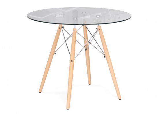 Стеклянный стол PT-151 80х76 clear glass / wood в Набережных Челнах