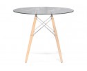 Стеклянный стол PT-151 80х76 clear glass / wood в Набережных Челнах