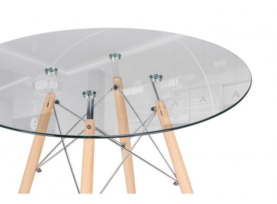 Стеклянный стол PT-151 80х80х76 clear glass / wood в Набережных Челнах