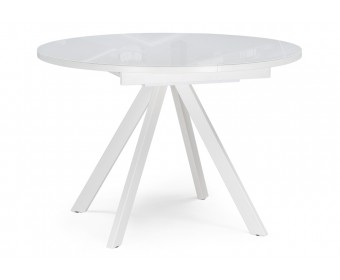 Стеклянный стол Трейси 110(150)х110х77 белый