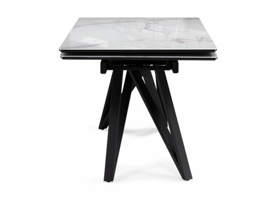 Стеклянный стол Вилсон 140(200)х80 белый мрамор / черный в Набережных Челнах
