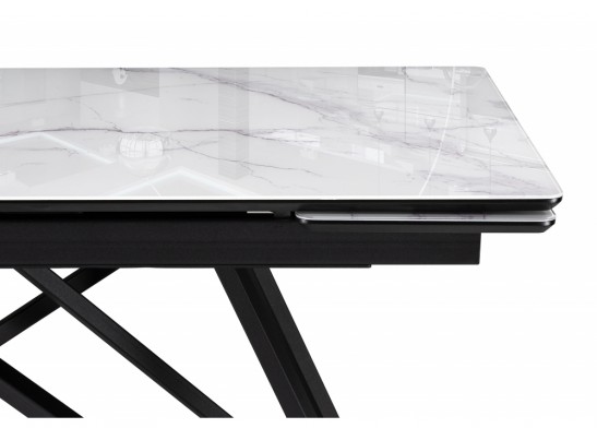 Стеклянный стол Вилсон 140(200)х80 белый мрамор / черный в Набережных Челнах