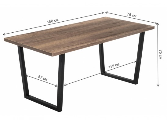 Стол Эльпатия 150 дуб велингтон / черный матовый в Набережных Челнах