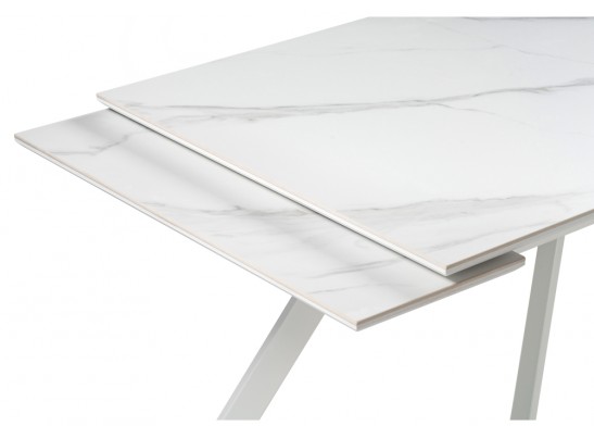 Стол Габбро 140(200)х80х76 белый мрамор / белый в Набережных Челнах