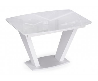 Стол на тумбе Петир 120(160)х80х75 ультра белый / белый / камень белый