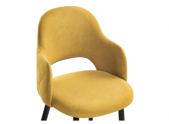 Стул на металлокаркасе Гутрид прошивка ромбы сзади черный / горчичный в Набережных Челнах